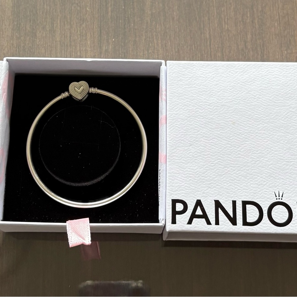 Pandora Silver Bracelet with Heart Clasp